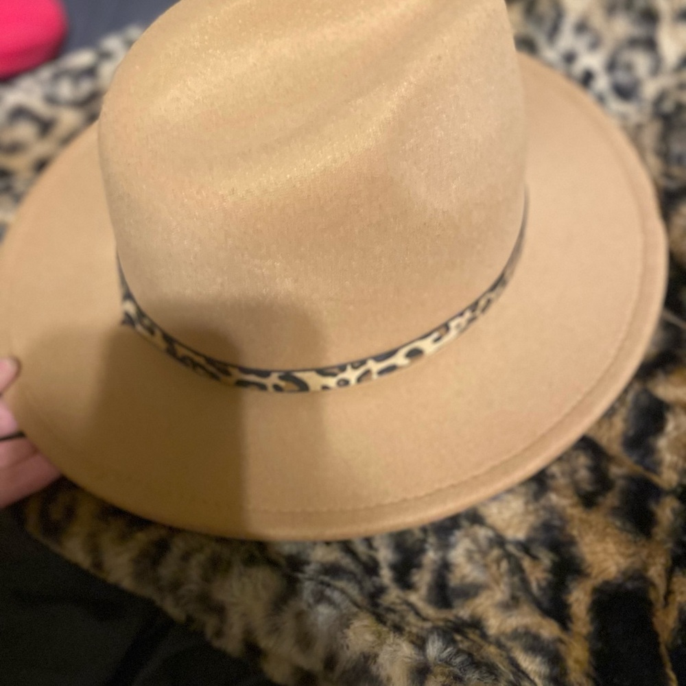 Jessica Simpson Camel Fedora with Animal Print Band